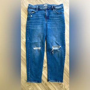 Ava & Viv High Rise crop straight distressed jeans 16W